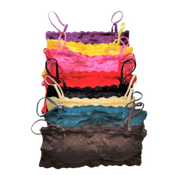 Sexy Blue Bralette Crop Top Lace Bandeau Adjustable Straps Removable Pads - NEW - Picture 12 of 12